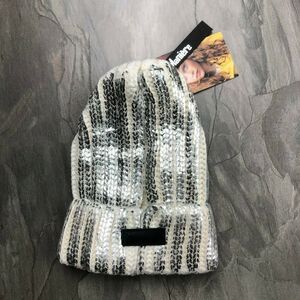 NWT Maniere White Foil Stamped Ribbed Knit Beanie Toddler Girls Size Small 2-4